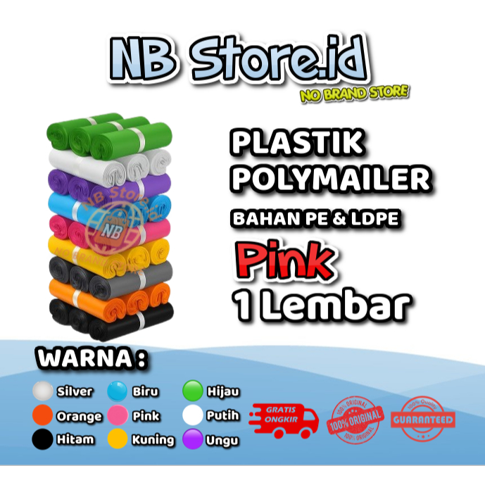 Plastik Polymailer Warna Pink 1 Lembar plastik packing online PE&LDPE 50micron Tebal Anti Sobek