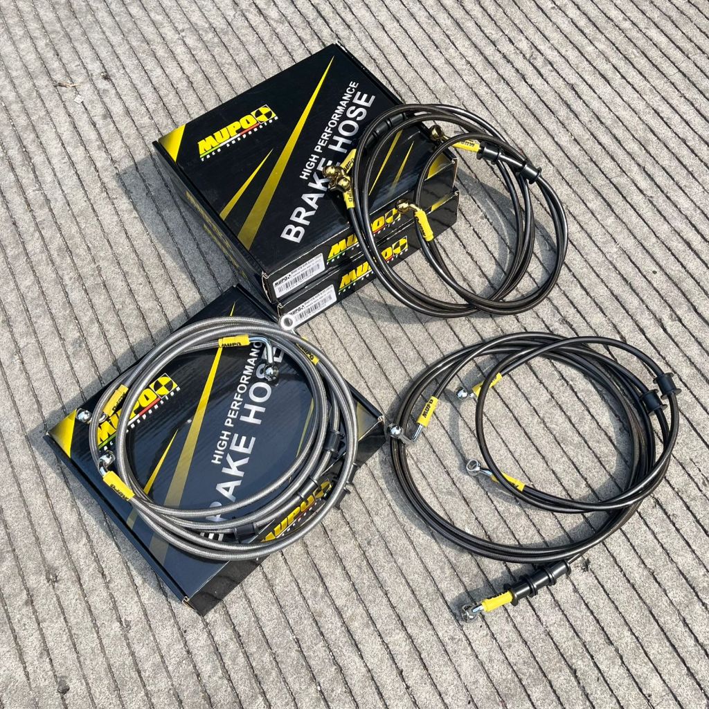 SELANG REM MUPO RACE NMAX NON ABS FULLSET DEPAN BELAKANG 2PCS BAHAN TAHAN PANAS STAINLESS BAJA SILVE