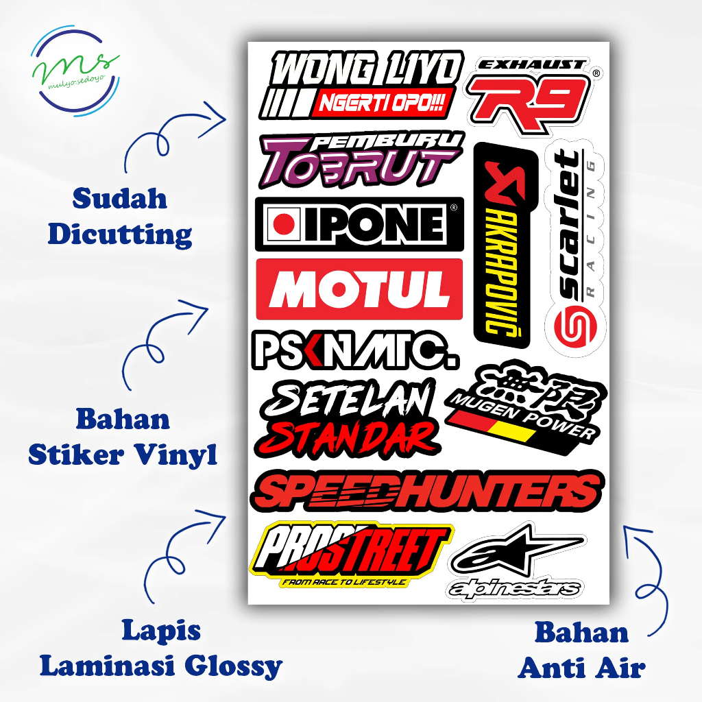 Stiker Pack Racing Aesthetic Waterproof untuk Motor dan Helm - Stiker Pack Racing