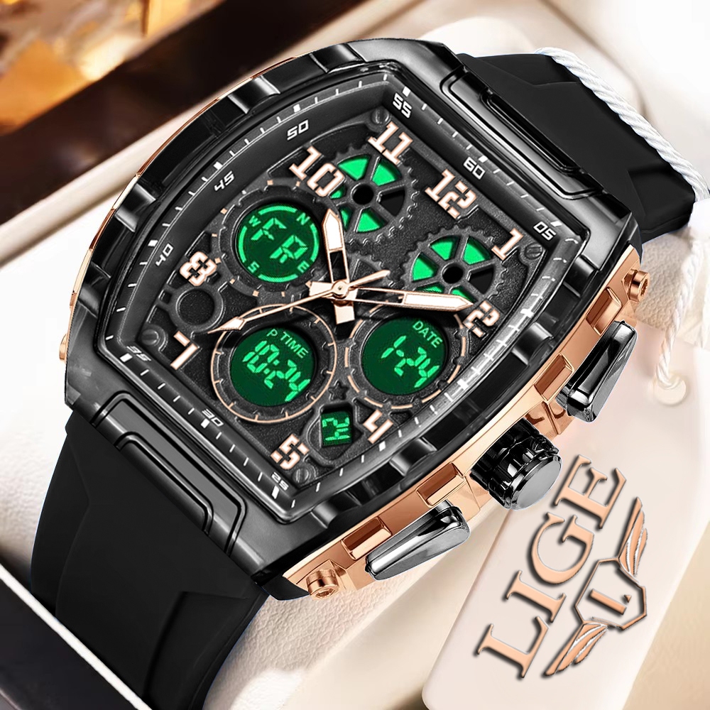LIGE Fashion Jam Tangan Pria Watch Waterproof Kalender Kalender Sports Olahraga Luminous Watches for