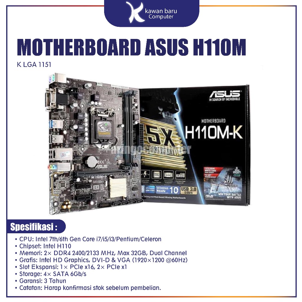 MOTHERBOARD ASUS H110M-K LGA 1151