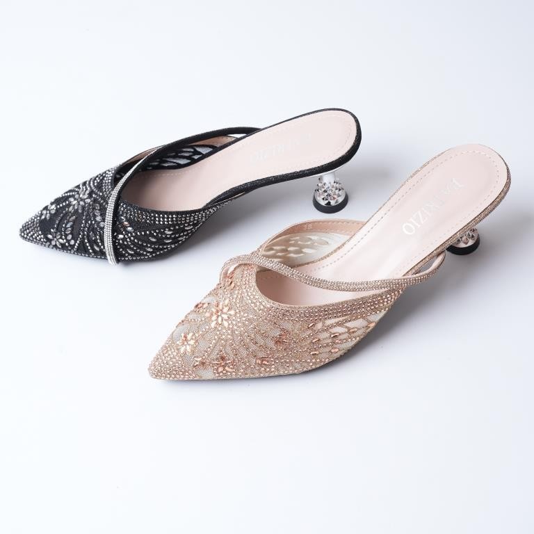 Patrizio Sandal Heels Bustong Pesta Payet Premium Tinggi 6cm XTN01-02