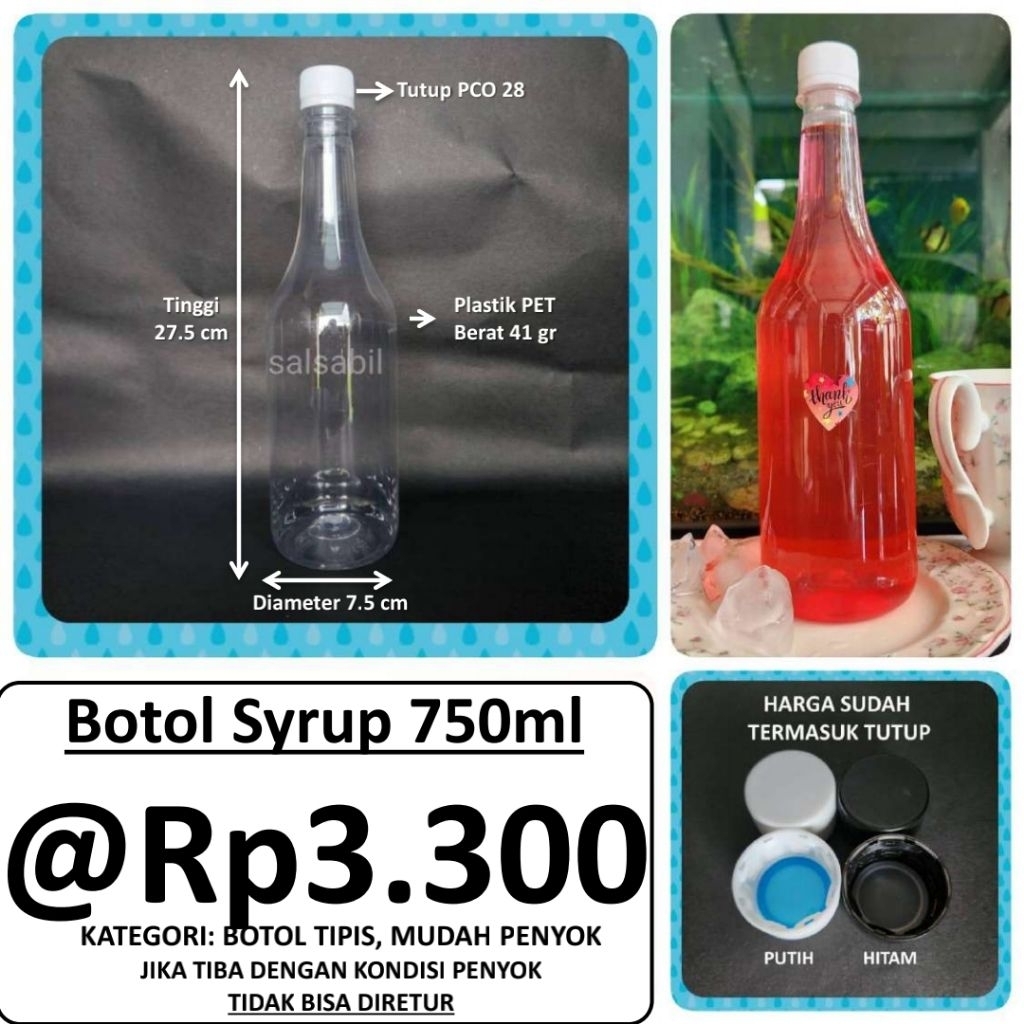 Botol Syrup 750ml / botol plastik 750ml / botol sirup