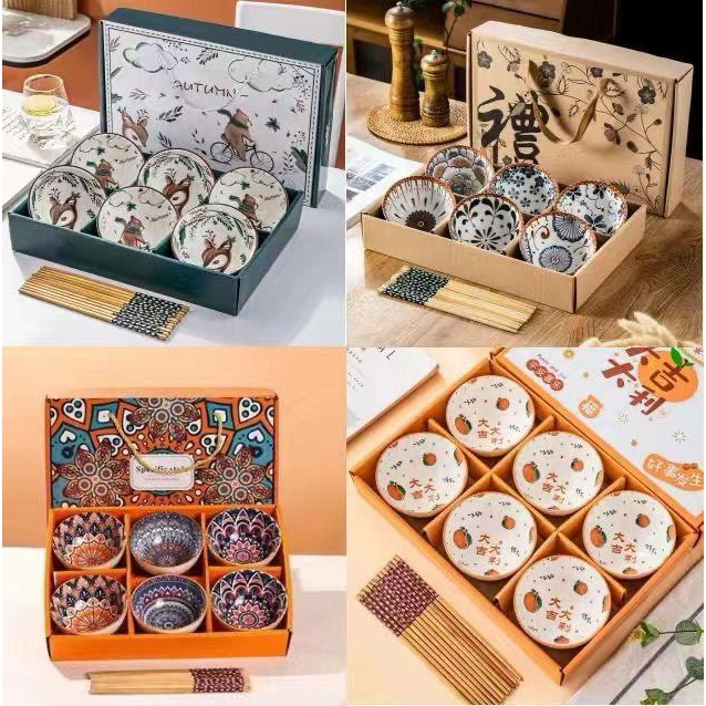 Mangkok Set 6pcs Premium Bowl Set IMPORT - Peralatan Makan Hampers Mangkok Keramik Jepang Kotak Hadi