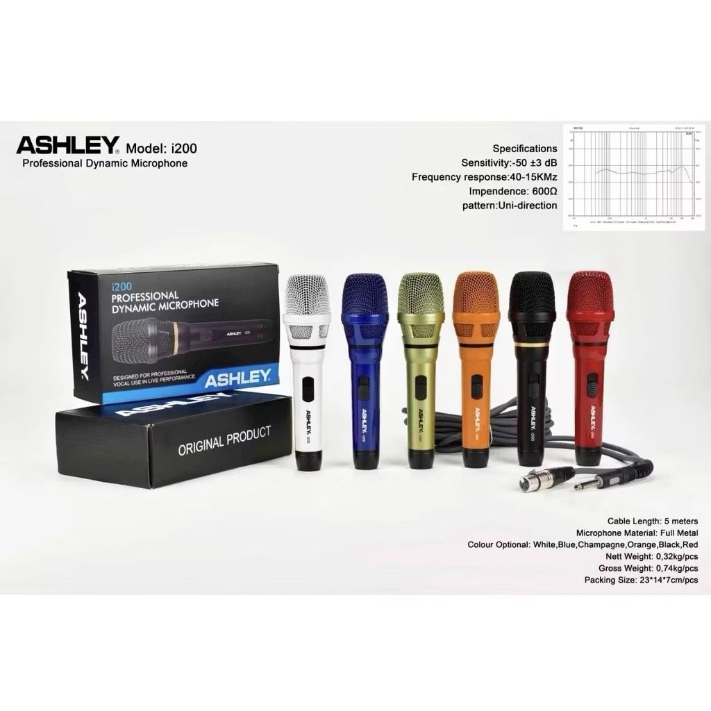 MIC ASHLEY I 200 Mic kabel ashley i200 original