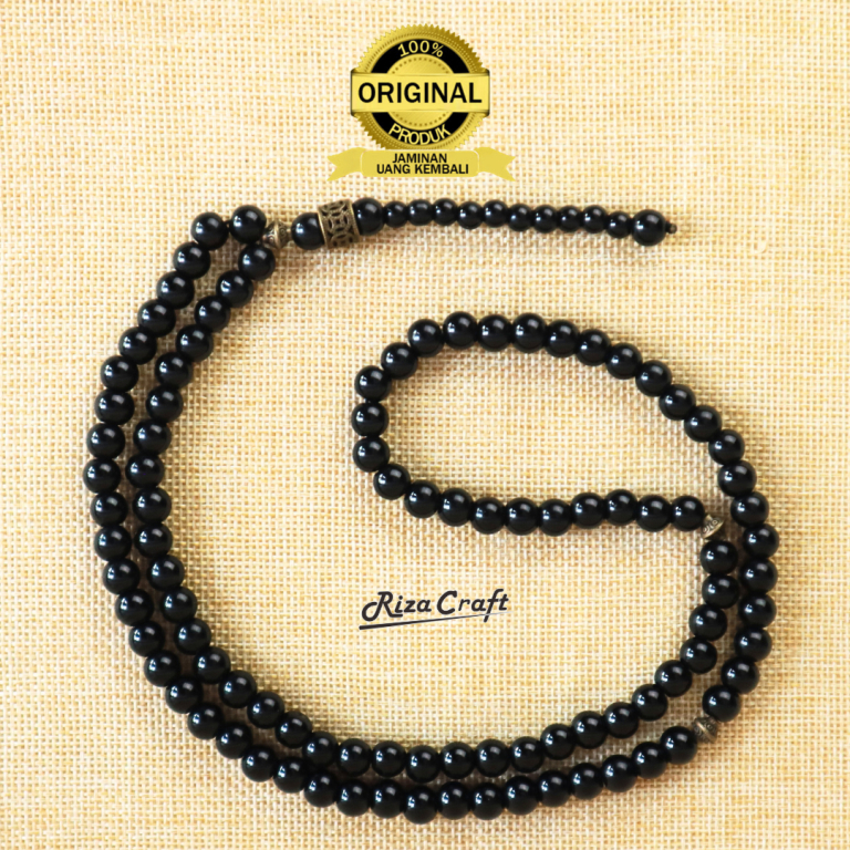 Tasbih Batu Akik Black Onyx Hitam Asli Alam Natural 99 Butir Unik Cantik