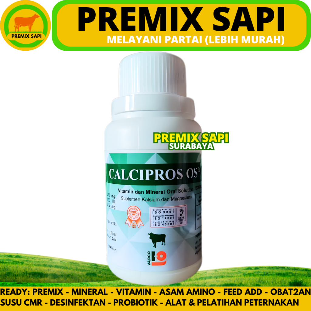 CALCIPROS OS 100ML VADCO - Suplemen Ternak Atasi Defisiensi Kalsium Magnesium Sapi Kambing Domba