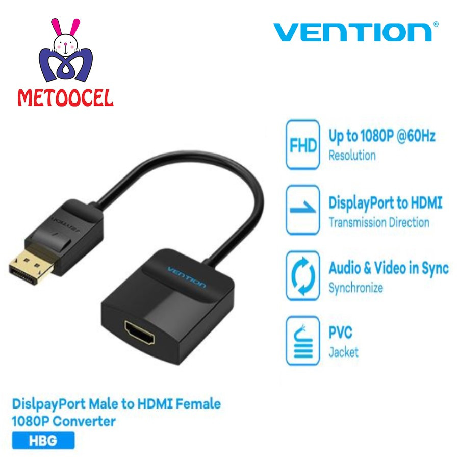Vention Kabel Display Port to HDMI Converter HBGBB