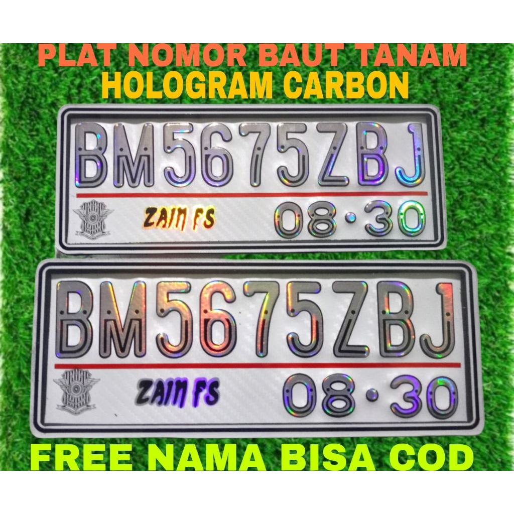 plat nomor motor aklirik custom carbon baut tanam kecil