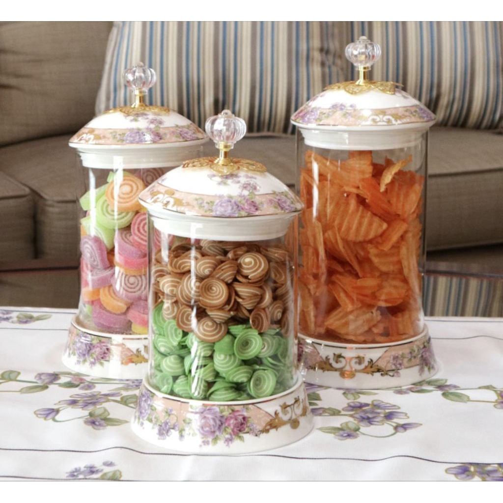 Toples VICENZA G301 set 3 pcs Toples kaca Magnolia, tebal dan bening, miliki 3 varian size 21 cm, 23