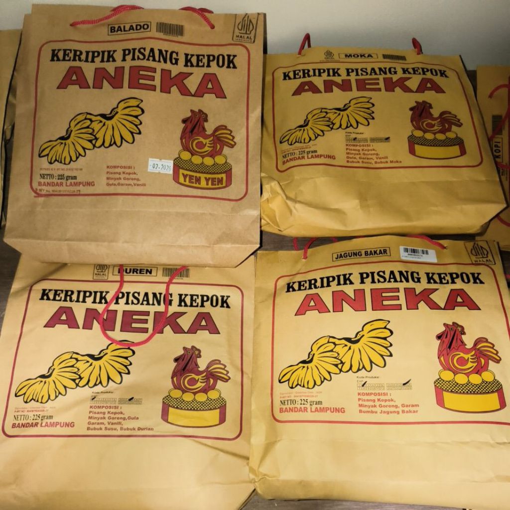 KRIPIK KERIPIK PISANG ANEKA  225gram YEN YEN YENYEN RASA SUSU COKLAT KEJU GREENTEA MANIS ASIN STRAWB