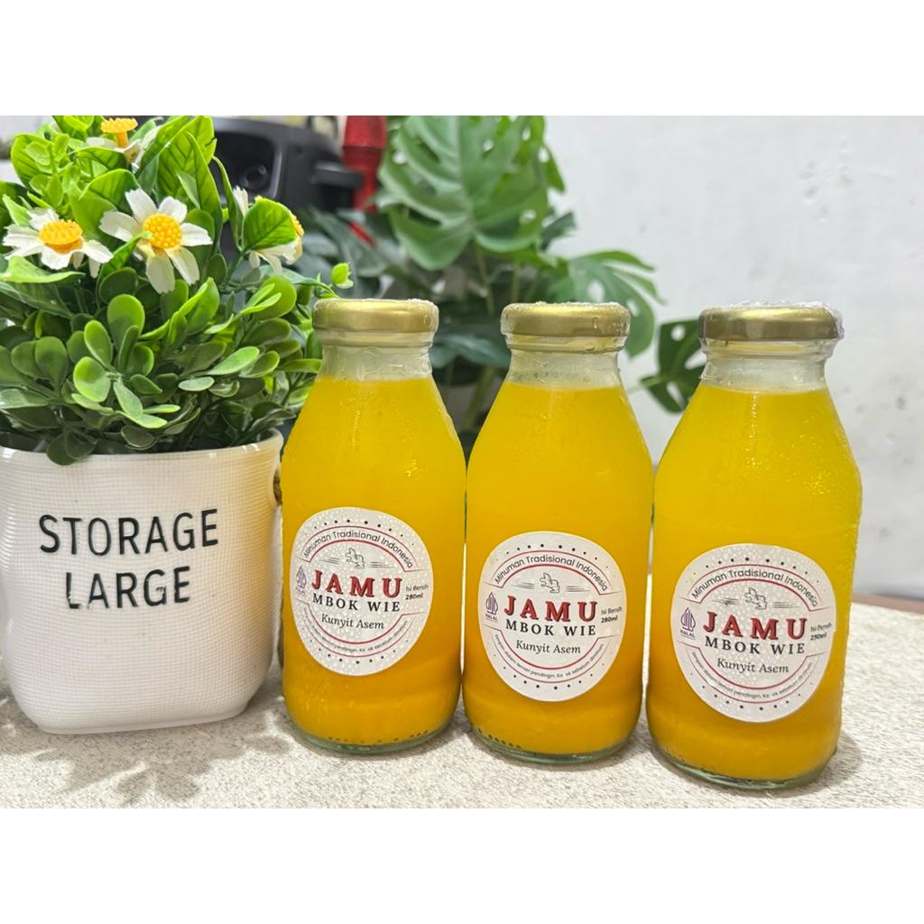 jamu MBOK WIE kunyit asam botol asli rempah premium botol kaca 280ml
