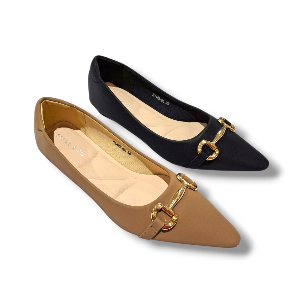 STEVE & CO S1405 sepatu pantofel wedges wanita warna black & khaki