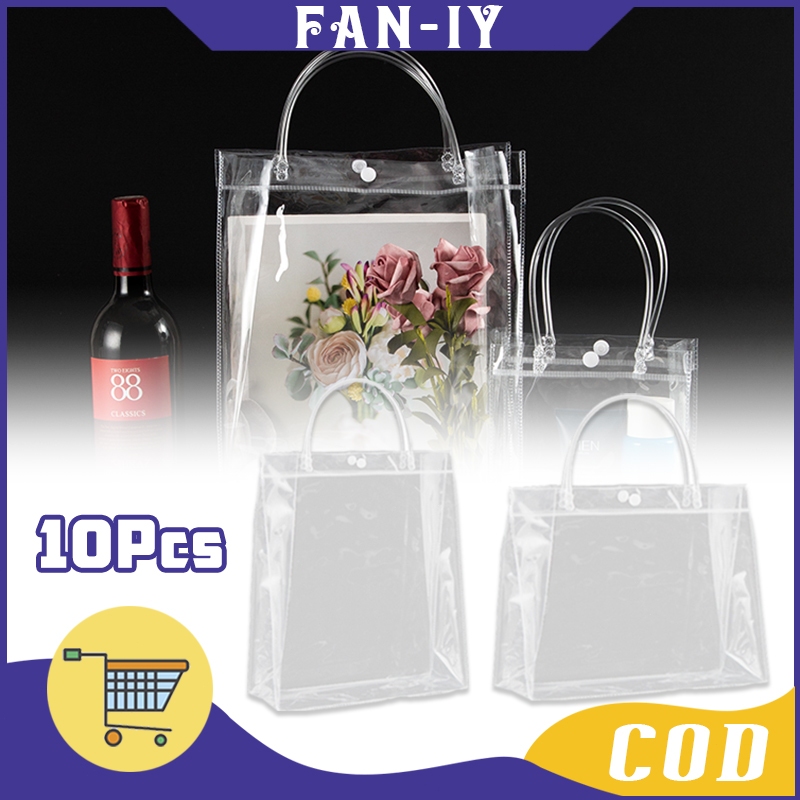 Isi10 Bag Hampers Souvenir Ulang Tahun Snack Tas Mika PVC Transparan Tas Belanja Serbaguna