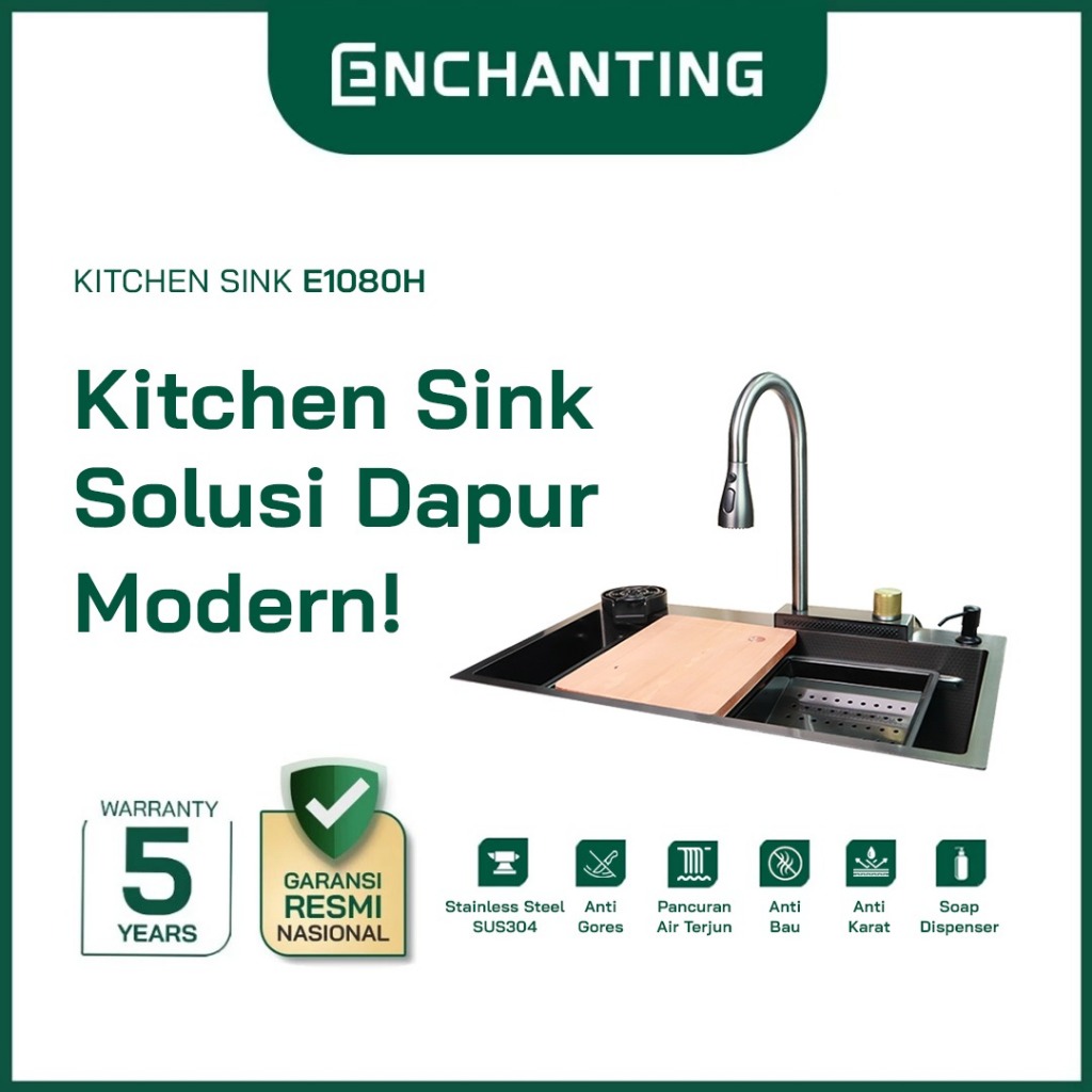 Kitchen Sink Bak Cuci Piring Dapur Stainless Europe Enchanting E1080