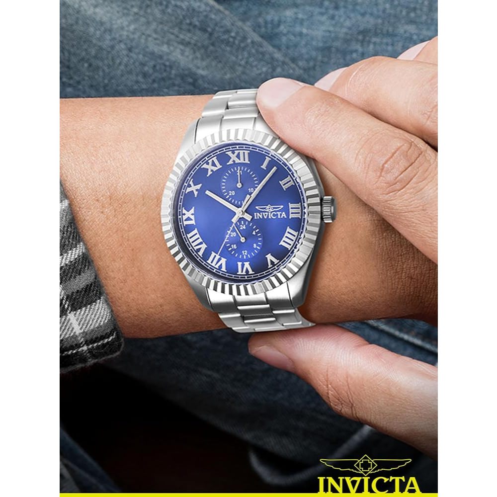 Invicta Men's Watch - Specialty Blue Brass Dial Silver Tone Steel Bracelet | 47423