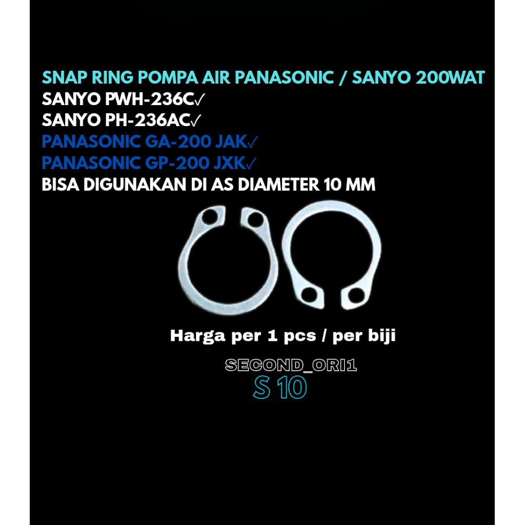 SNAP RING/KANCINGAN SEAL POMPA AIR PANASONIC/SANYO 200WAT