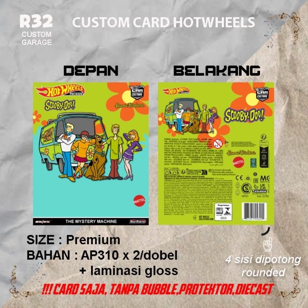 Custom Card Hotwheels Premium Mystery Machine Scooby-Doo