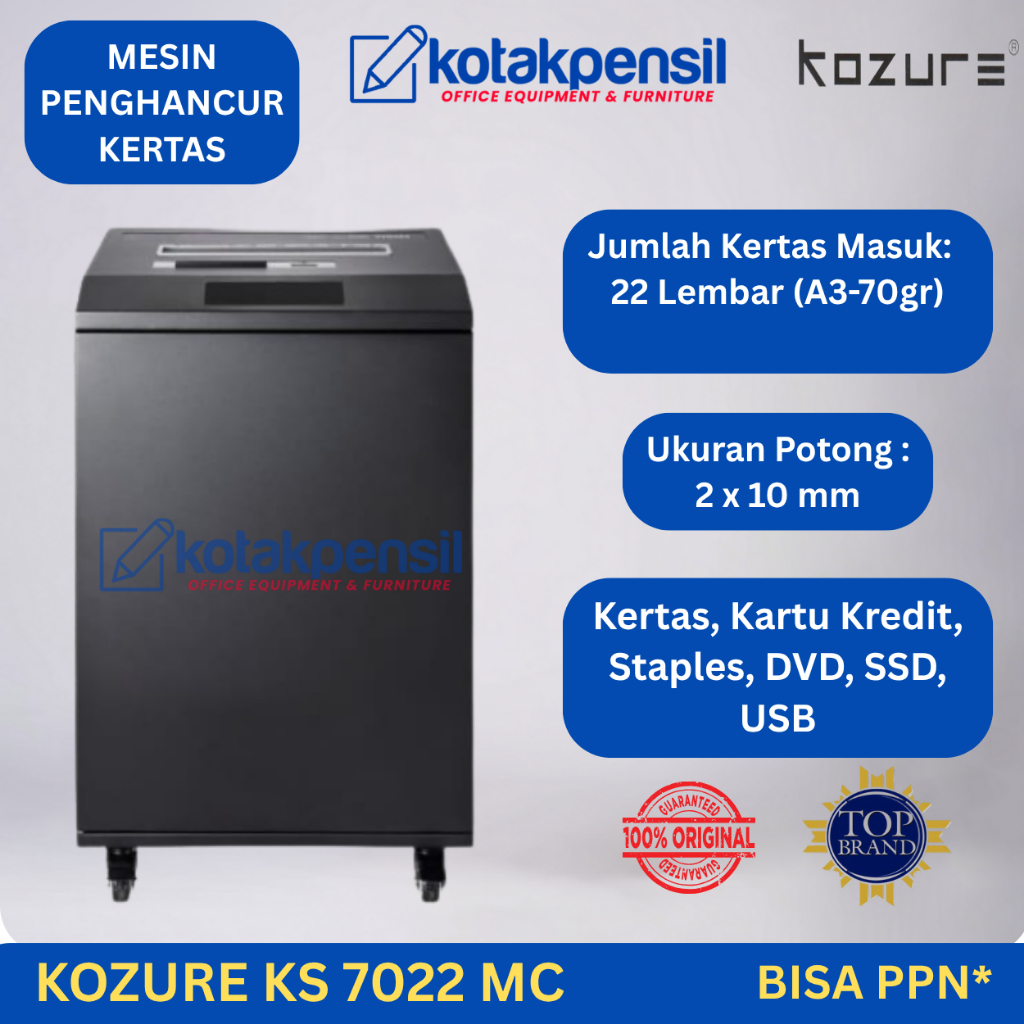 Mesin Penghancur Kertas KOZURE KS 7022 MC | Penghancur Kertas Kantor | Penghancur Kertas Industri | 
