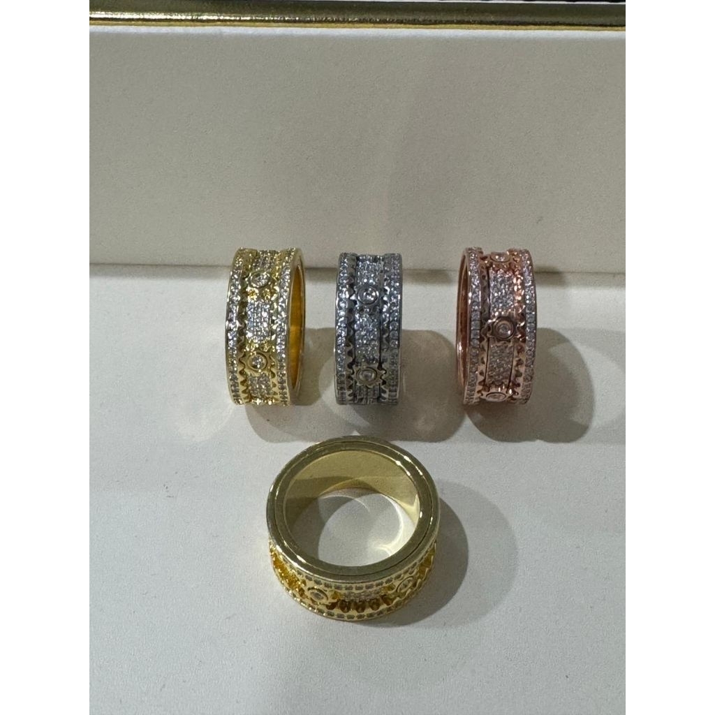Cincin gear mechanical spinner men ring white gold