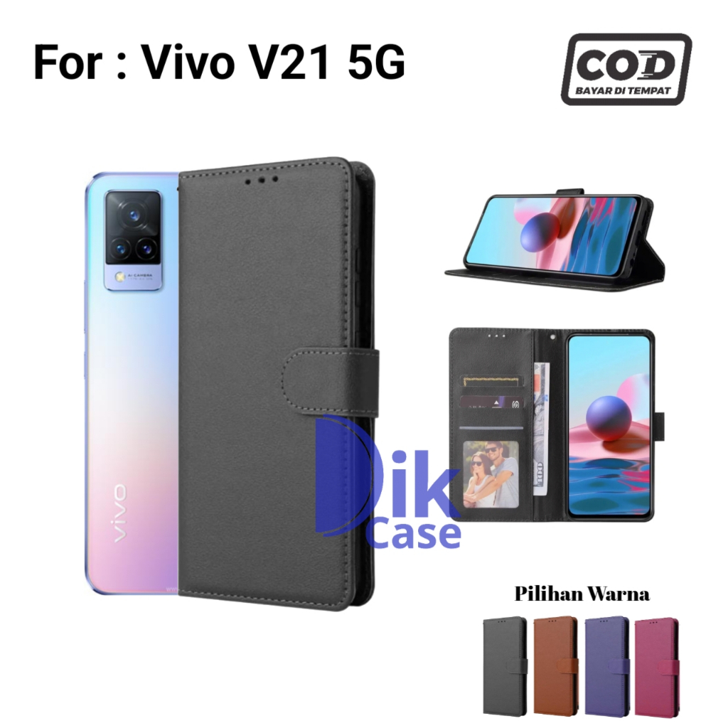 Flip Case For Vivo V21 5G Casing Dompet Kulit Buka Tutup Plus Tali Cover / Casing Vivo V21 5G / Case