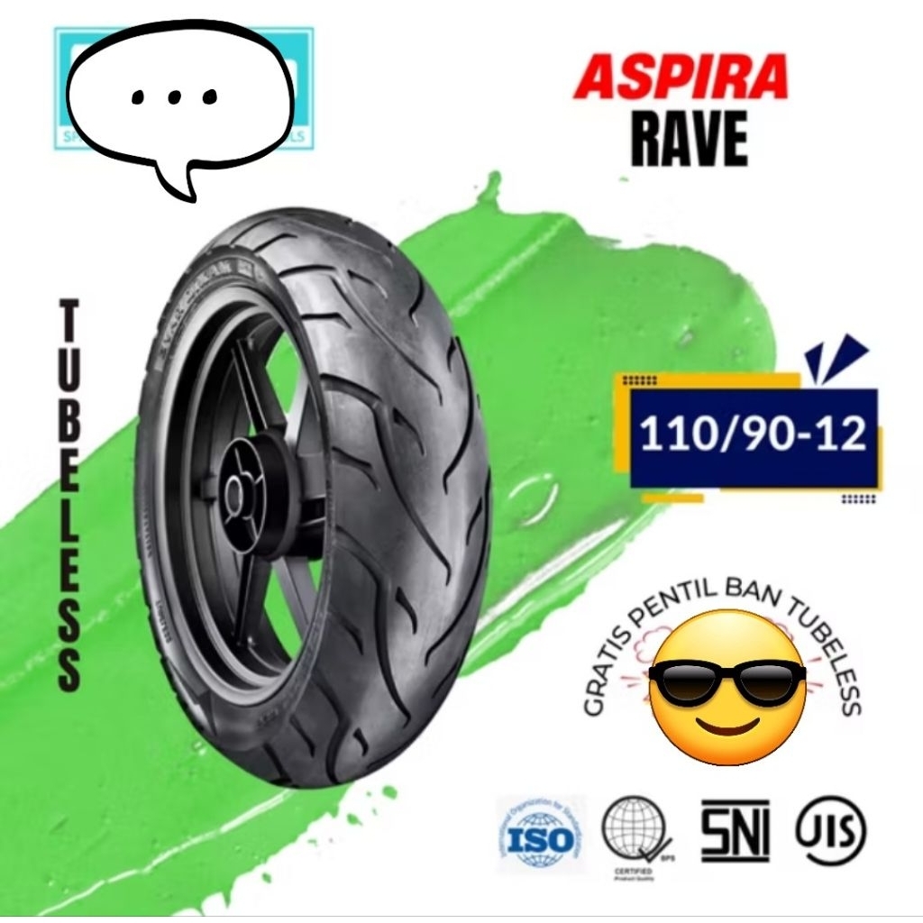 Ban Motor ASPIRA MAXIO RAVE 110/90-12 Tubeless Ban Belakang Motor Scoopy Freego Genio Ring 12 ASPIRA