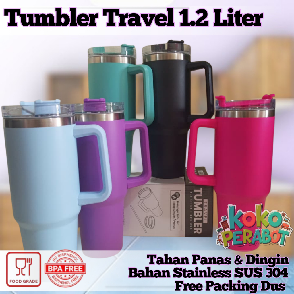 Tumbler Travel 1.2 Liter - Tumbler Stainless Tahan Panas Dan Dingin - Tumbler Travel 1.2 Liter