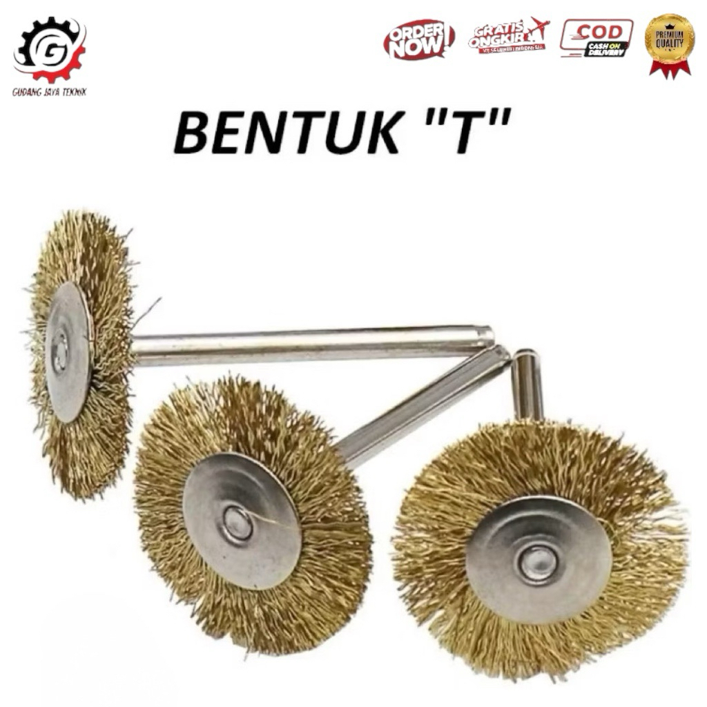Sikat Kawat Mini Mata Bor Sikat Mini Brush Sikat Mini Grinder Flat Kuning