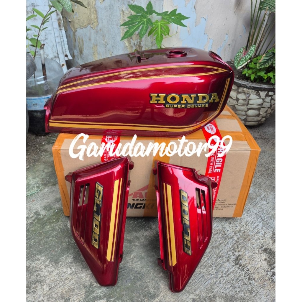 tangki honda gl 100 body gl 100 full merah candy merah maron tangki impor pres pabrikan set cover ak