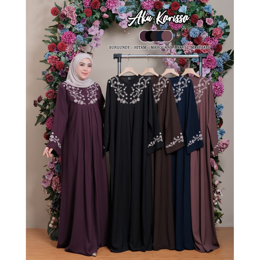 ASNIRA ADIVA NABILA Gamis Bahan Sabrina mix Bordir ORI by Aku Karissa// ASNIRA Abaya by Aku Karissa/