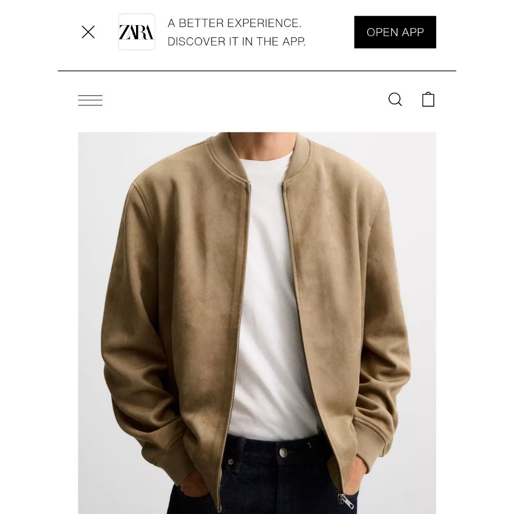 Faux Suede Boomber Jacket Zara (New)