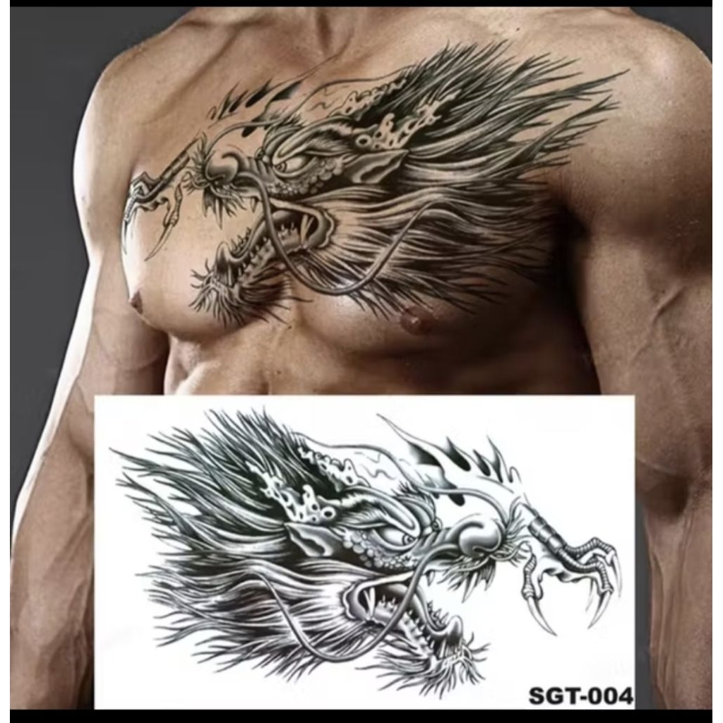 [COD] Tatto Temporary KEPALA NAGA JUMBO Size 19x32 | Tatto Tempel SGT_004 Tahan Air Anti Air Sementa