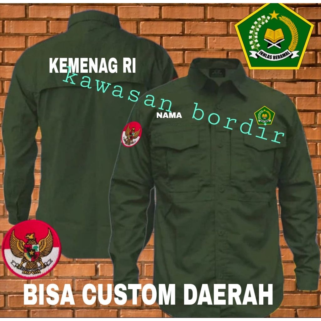 Premium kemeja tactical KEMENAG RI baju kemenag seragam Kemenag pdh Kemenag kemeja kemenag full bord
