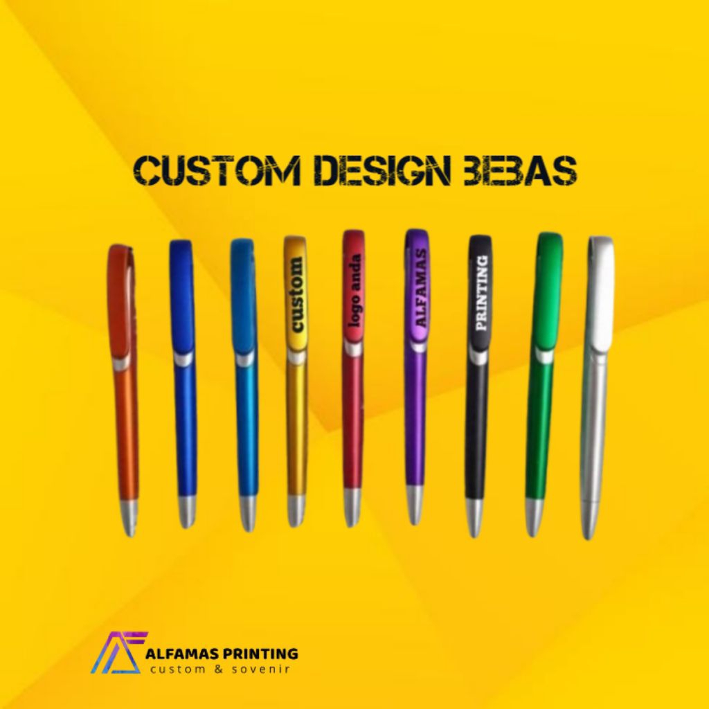 pulpen print custom pena kotak / sovenir pulpen / alat tulis