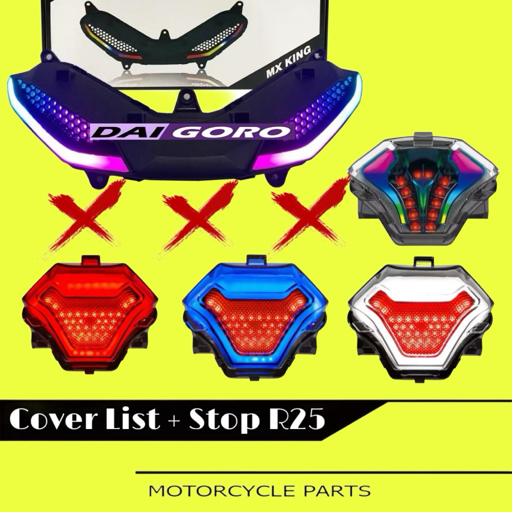 [ Paket 2in1 ] Cover List Yamaha Y15zr Mx King Rgb Plus Lampu Stop Mata Gaban Mx King Mx 150 Led Ali