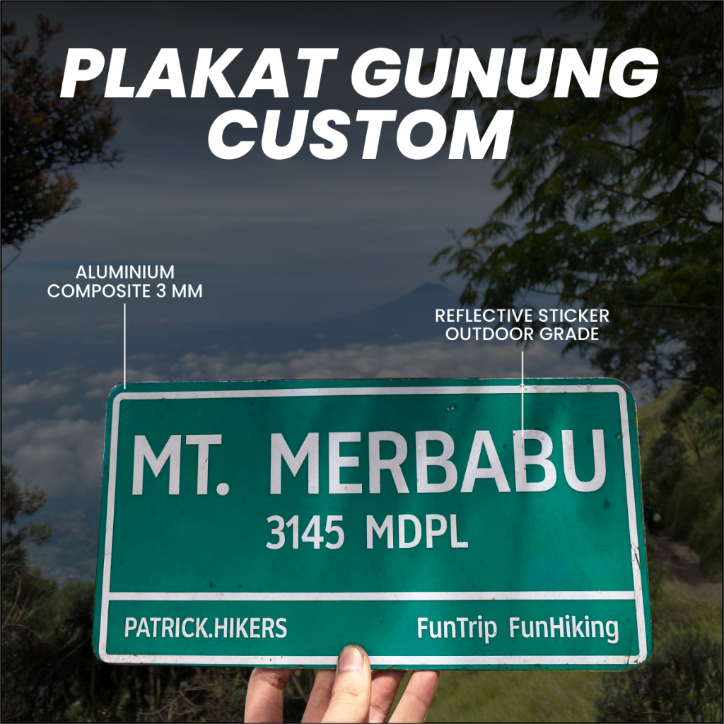 Plakat Gunung Custom ACP – Plakat Pendakian / Summit Tahan Cuaca & Outdoor, Bisa Nama & Logo