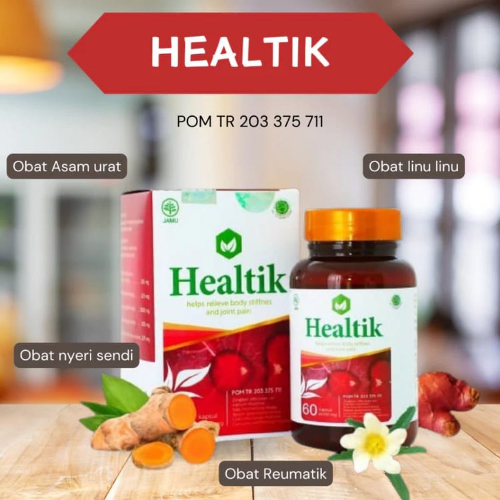 HEALTIK ORIGINAL OBAT HERBAL REUMATIK DAN ASAM URAT HEALTIK 100% BPOM HALAL ISI 60 BUTIR OBAT NYERI 