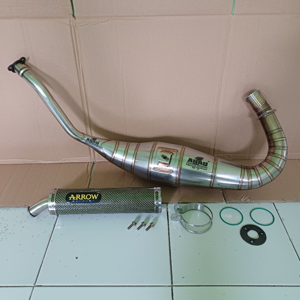 Silencer Knalpot ARROW ITALY 2 Stroke 2T 2 Tak 2Tak Kawasaki Ninja RR R SS NSR 150 Perut Chamber AHA