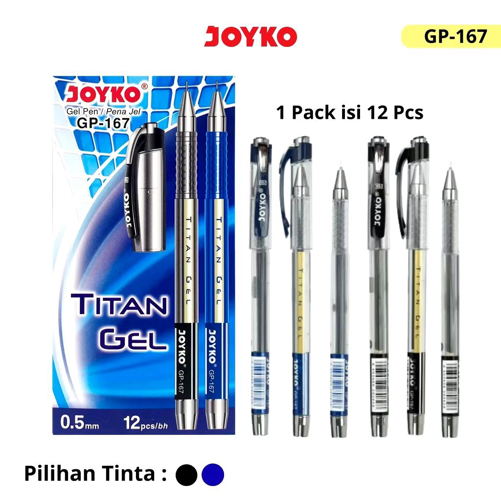 Joyko GP-167 Titan | Gelpen | Pulpen | Pena Jel | Smooth Writing 0.5mm | Gelpen Mata Jarum