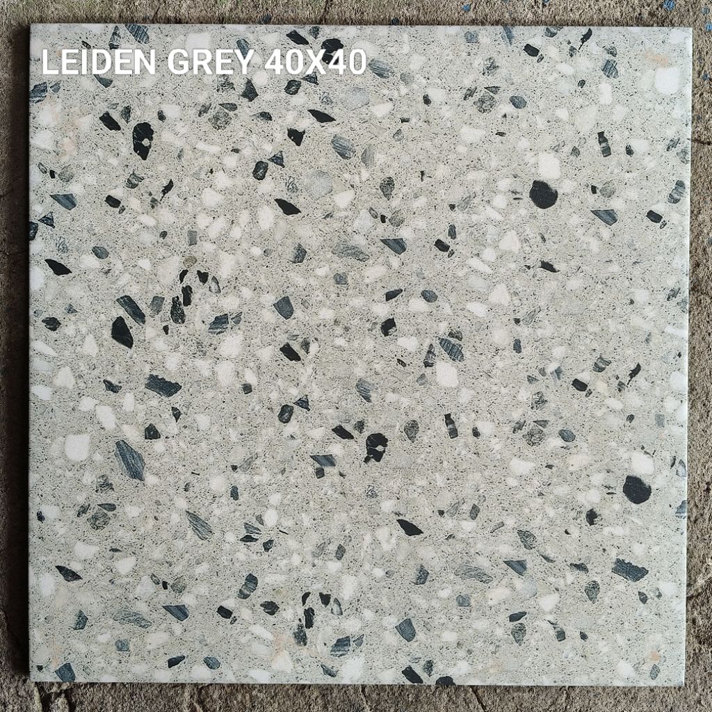 Keramik Lantai 40x40 Arwana Leiden Grey Kasar Motif KW1
