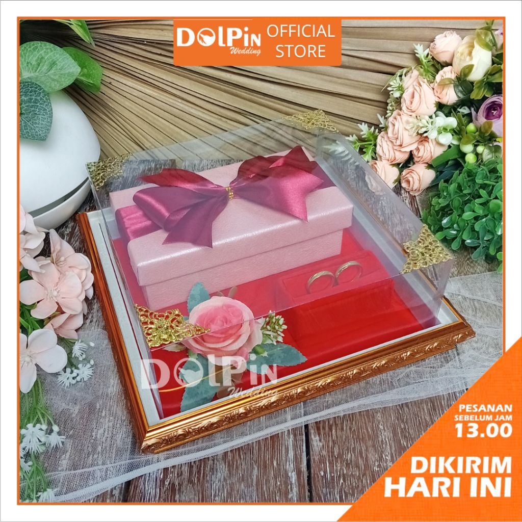 Kotak Uang dan Cincin Nampan Frame Seserahan/ Lamaran Tutup Mika - FUC