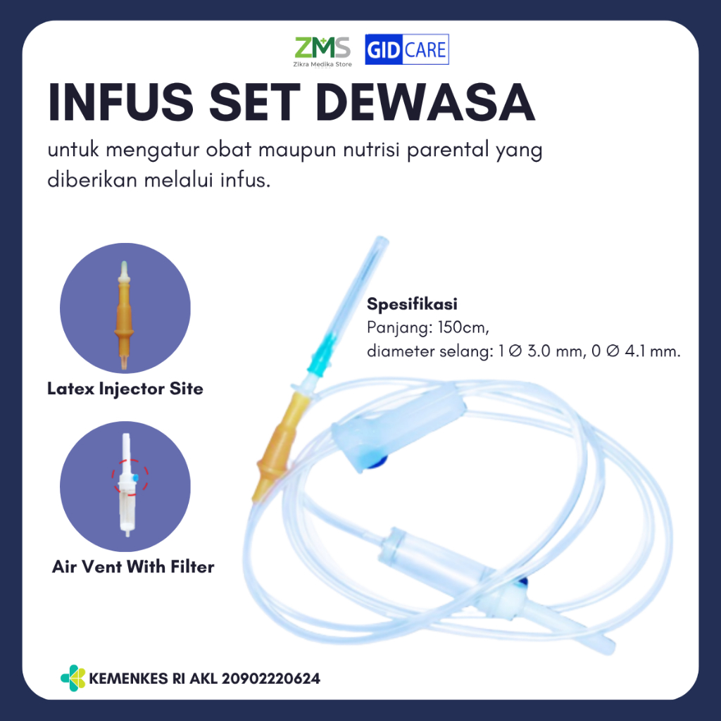 [Eceran] Infusion Set Infuset Anak Dewasa | Selang Infus Anak dan Dewasa GIDCARE