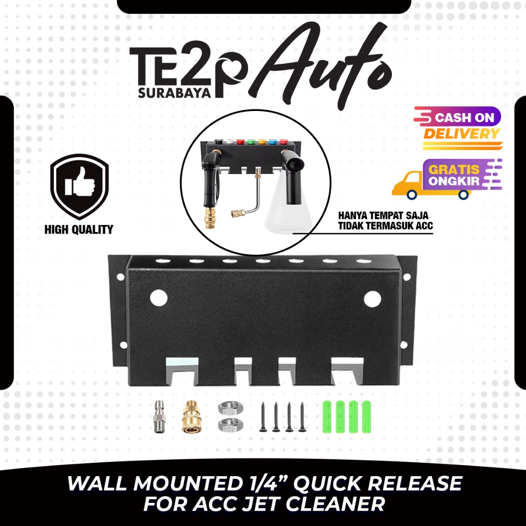 Te2p Auto Bracket Wall Panel Aksesoris Jet Cleaner Quick Release Adaptor 1/4" Male & Female - Duduka