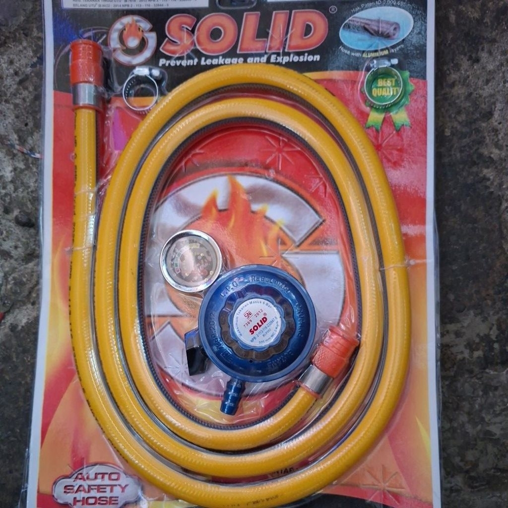 Selang gas baja dan regulator solid meter