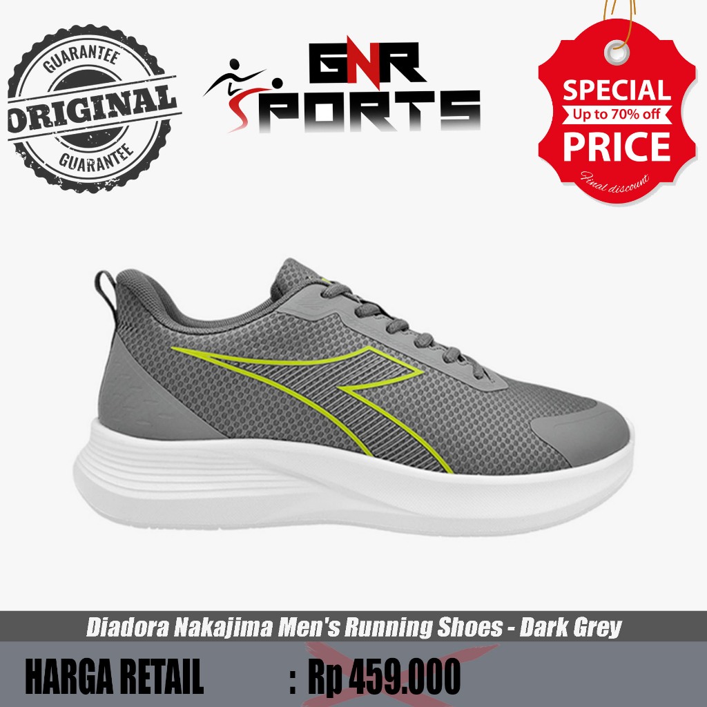Sepatu Diadora Nakajima Men's Running Shoes - Dark Grey Original 100%