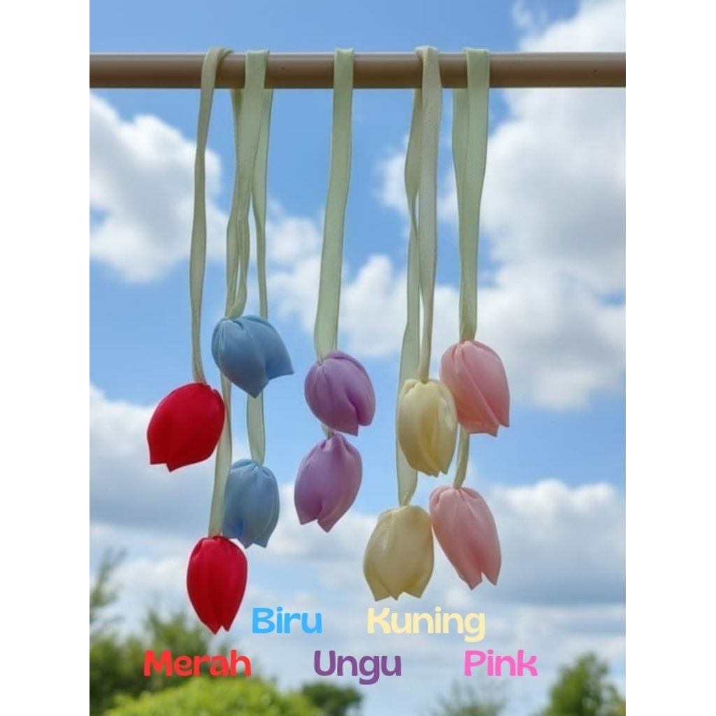 Tali Bagcharm Bunga Tulip Mawar Gantungan Tas Bunga