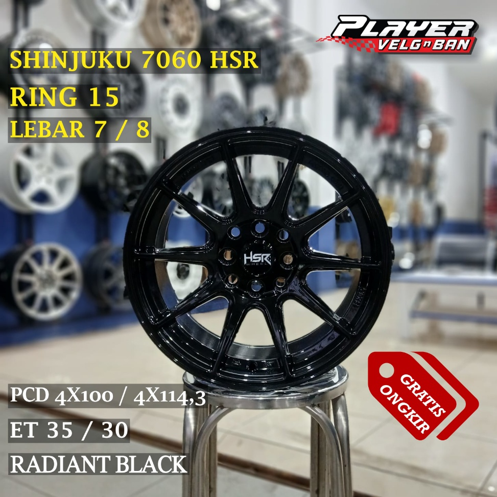 PELEK MOBIL RACING RING15 UNTUK AVANZA CONFERO MIRAGE BRIO VELK HSR SHINJUKU R15 LEBAR 7 / 8 BLACK