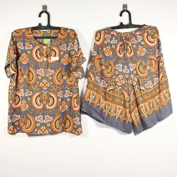 Kencana Ungu Daster Kekinian Batik Stelan Kulot Celana Baju LD 116