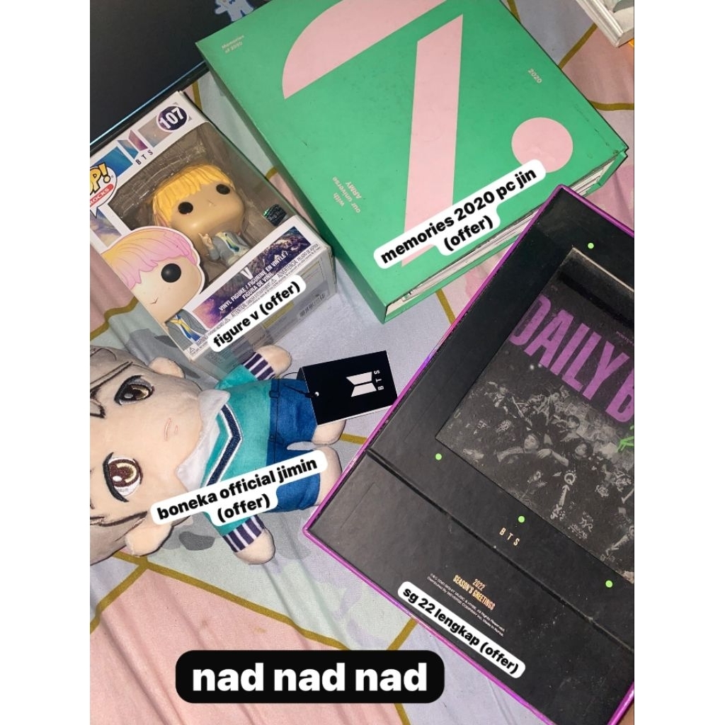 BONEKA JIMIN, FIGURE V, SEASON GREETINGS 2022, DVD MEMORIES 2020 (OFFICIAL