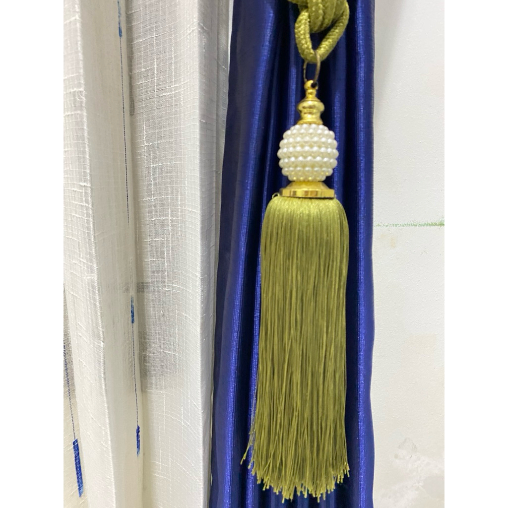 Tali/Pengait Gorden Mutiara Mewah Elegan Warna Hijau